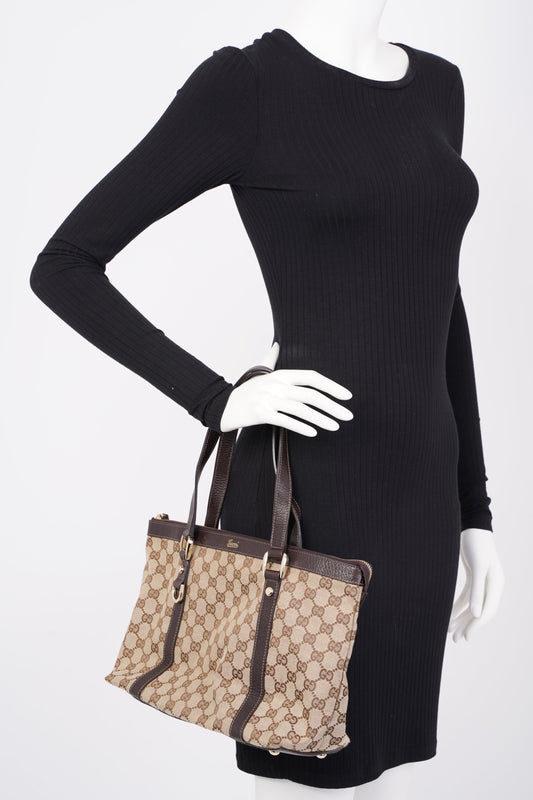 Gucci Abbey GG Tote GG Supreme / Brown Leather Canvas