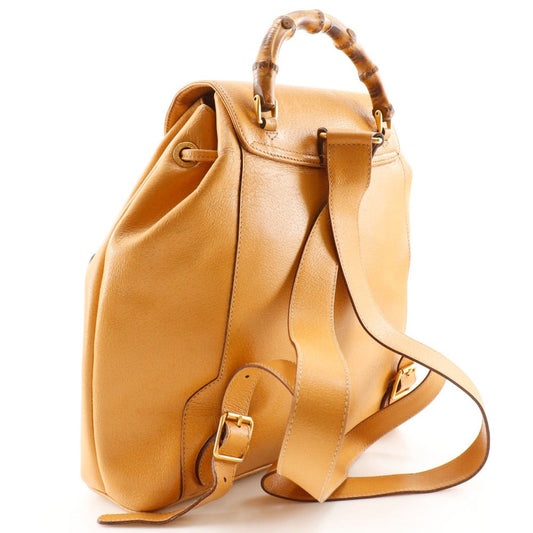 GUCCI Backpack 003.2058.0016 Calfskin yellow Bamboo Backpack Women Used