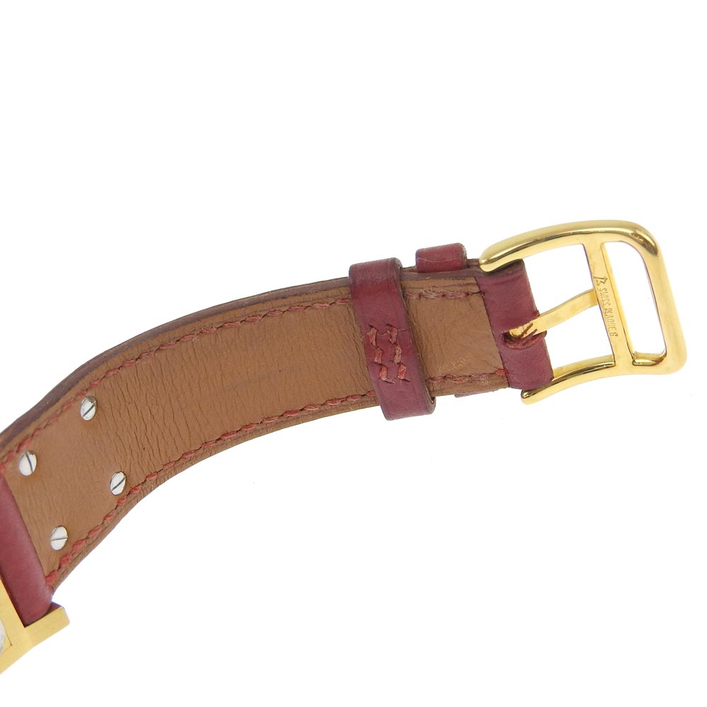 HERMES Watches Quartz ME1.201 Plated Gold , Leather wine-red Medor White dial Women Used