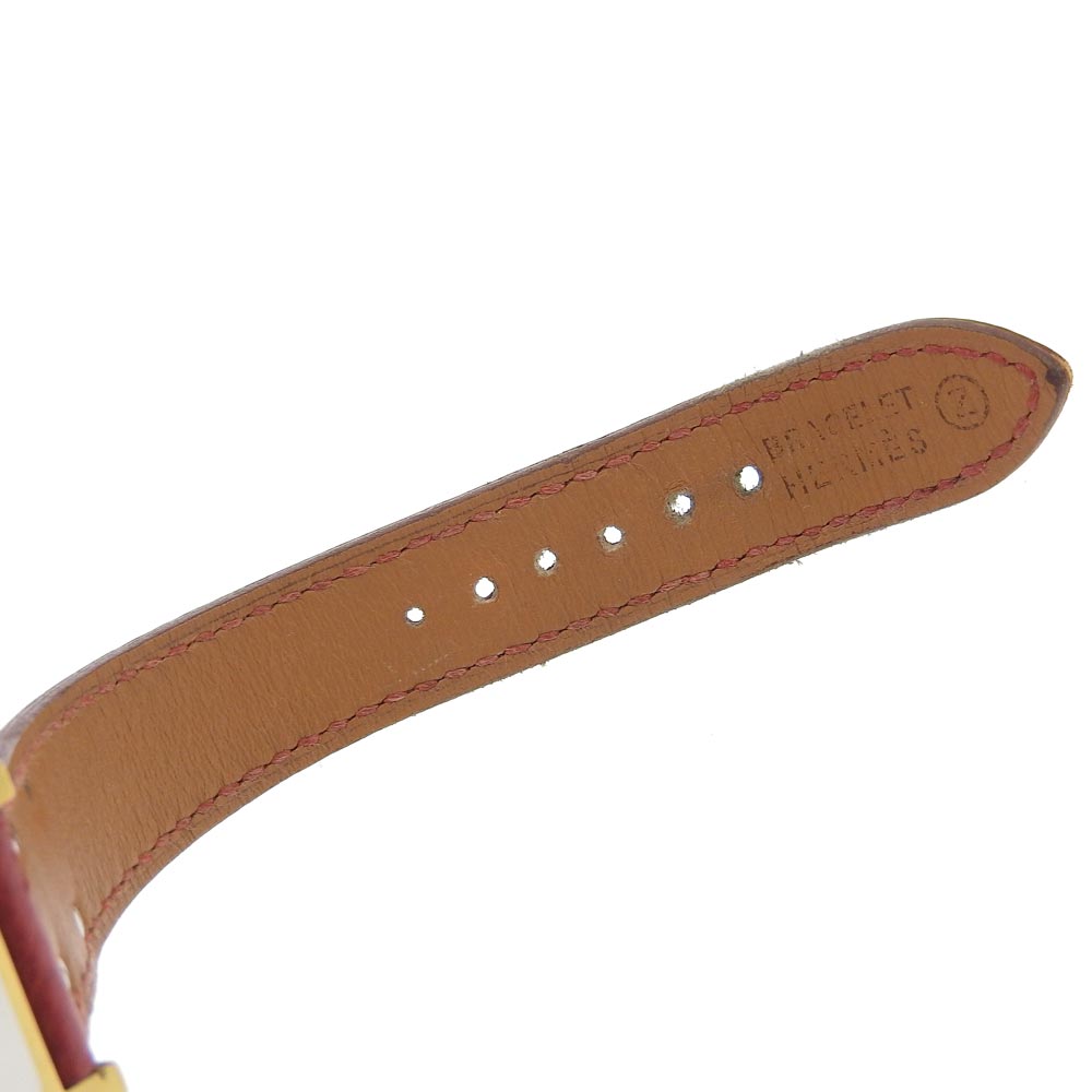 HERMES Watches Quartz ME1.201 Plated Gold , Leather wine-red Medor White dial Women Used