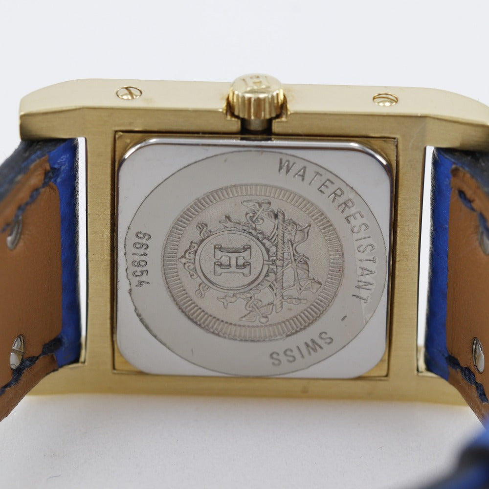 HERMES Watches Quartz Plated Gold, embossed leather gold Medor White dial