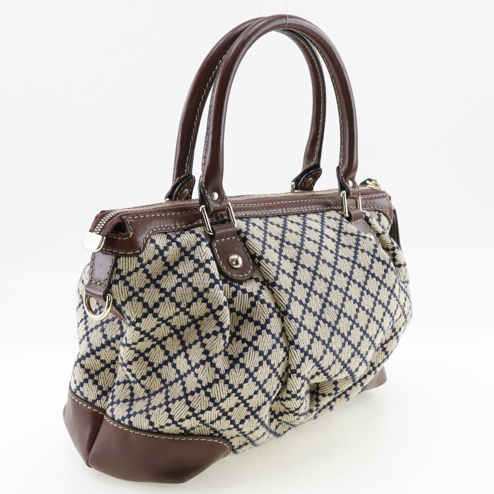 GUCCI Handbag 247902 Canvas, Leather Brown, Navy Diamante Sukey Women Used