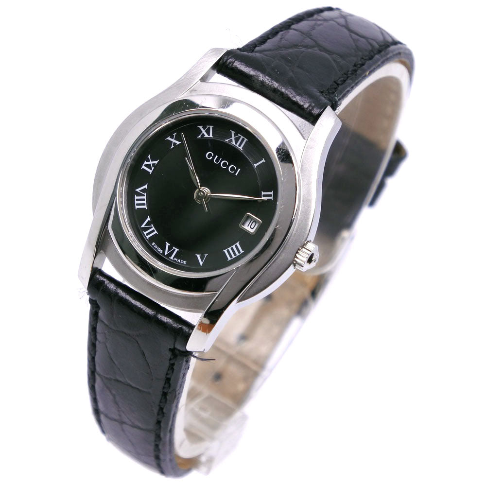 GUCCI Watches Quartz 5500L Stainless Steel , Leather Silver black dial Women Used