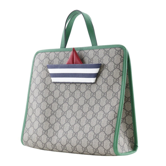 GUCCI Handbag 605662 GG Supreme Canvas Brown / green Children's Boat Tote Bag