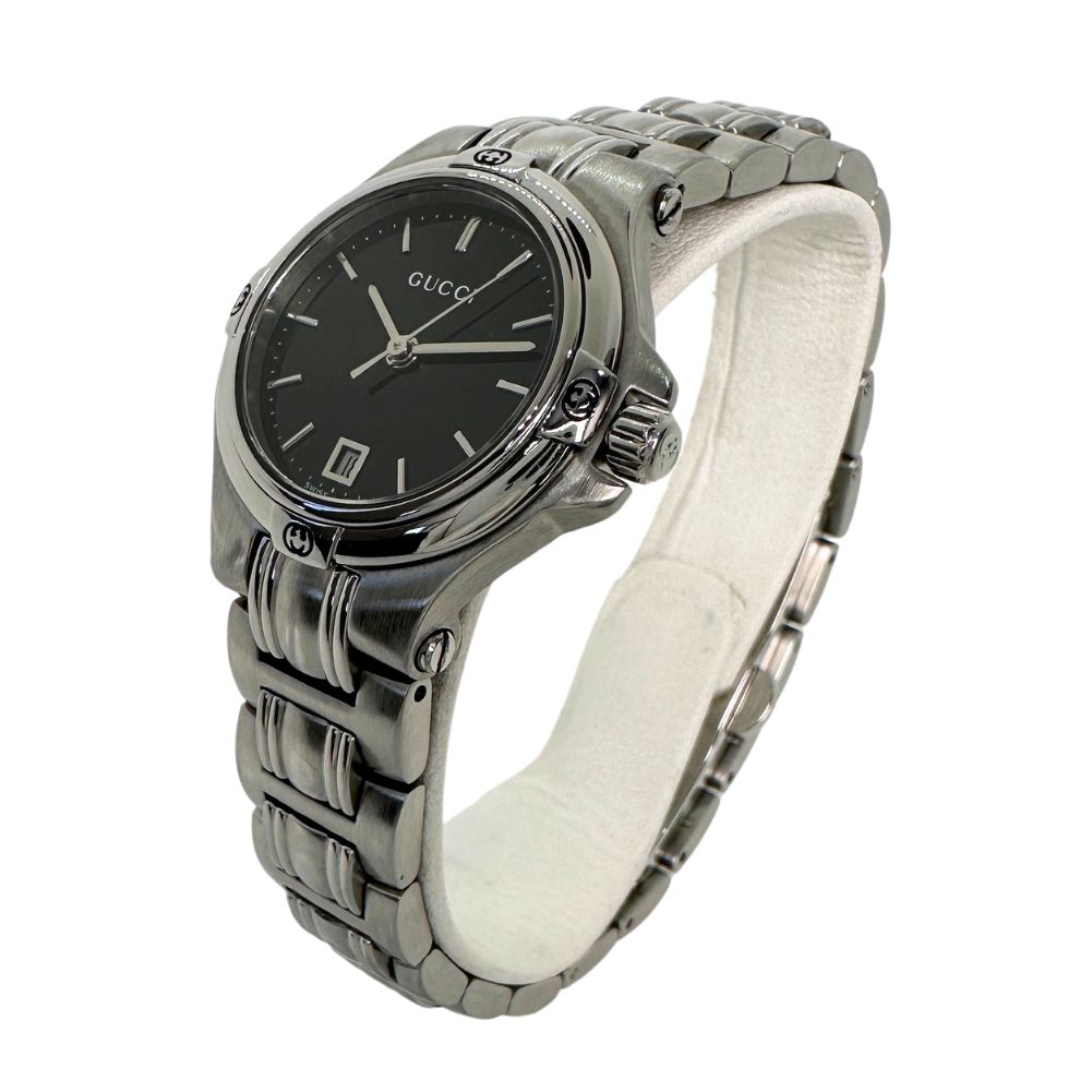 GUCCI Watches Quartz 9040L Stainless Steel Silver black dial Women Used