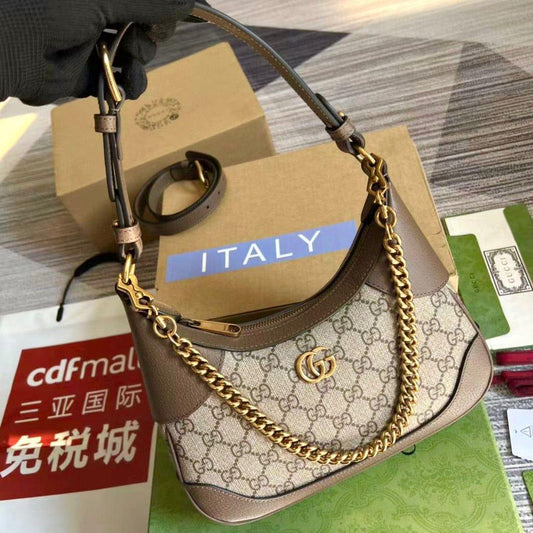 Gucci High-Quality Women Bag – Stylish Crossbody with Brand Accessories (Dual Brown)