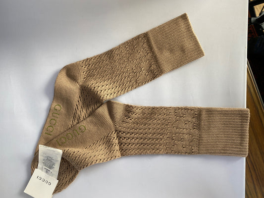 Gucci Boutique Knit Socks with GG Logos in Beige