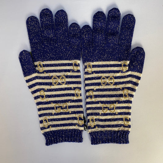 Gucci GG Gloves in Ivory and Gold Lamé