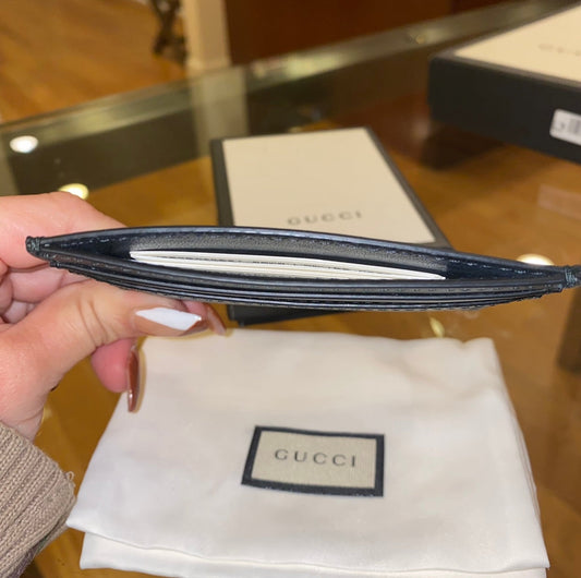 Gucci GG Supreme Canvas Tiger Print Cardholder in Black