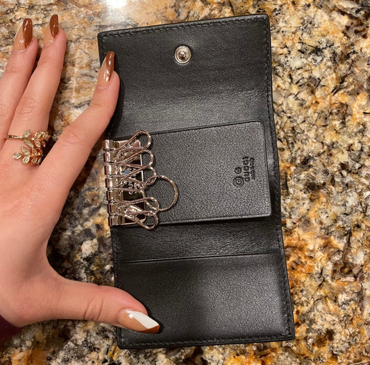 GUCCI Black Microguccissima Leather Key Holder