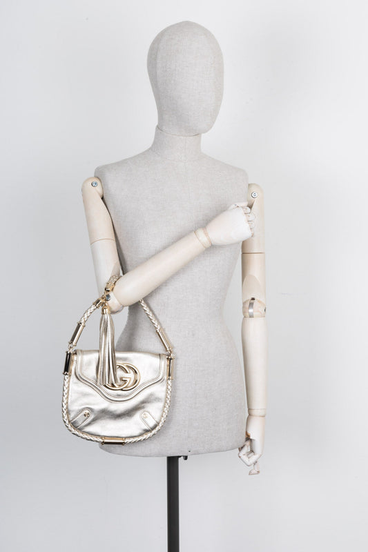 GUCCI Britt Tassel Flap Bag Gold