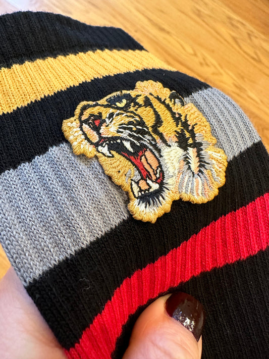 Gucci Little Williams Sports Sock in Black w/ Tiger Appliqué