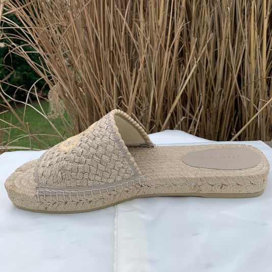 Gucci GG Juta Multi Twisted Woven Slides in Beige