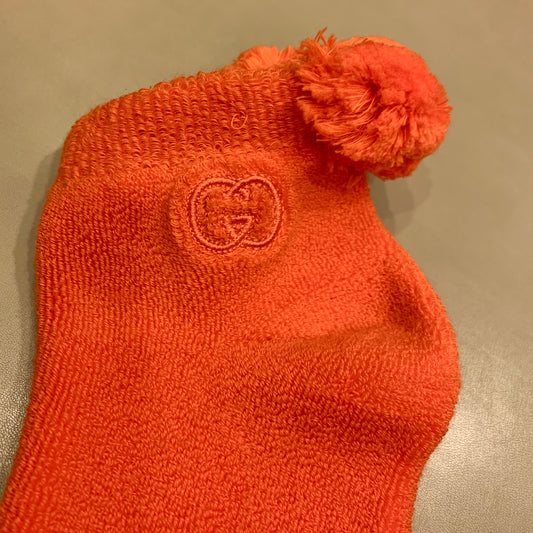 Gucci Cotton Ankle Socks with Pom-poms in Orange