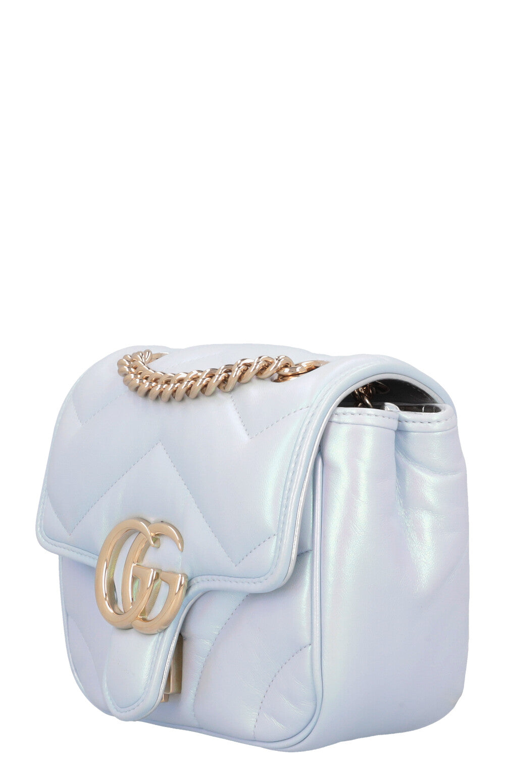 GUCCI GG Marmont Mini Shoulder Bag Blue Iridescent