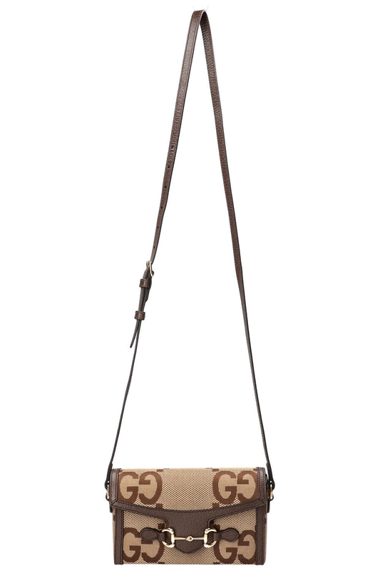 GUCCI Horsebit Crossbody Bag Giant GG Canvas