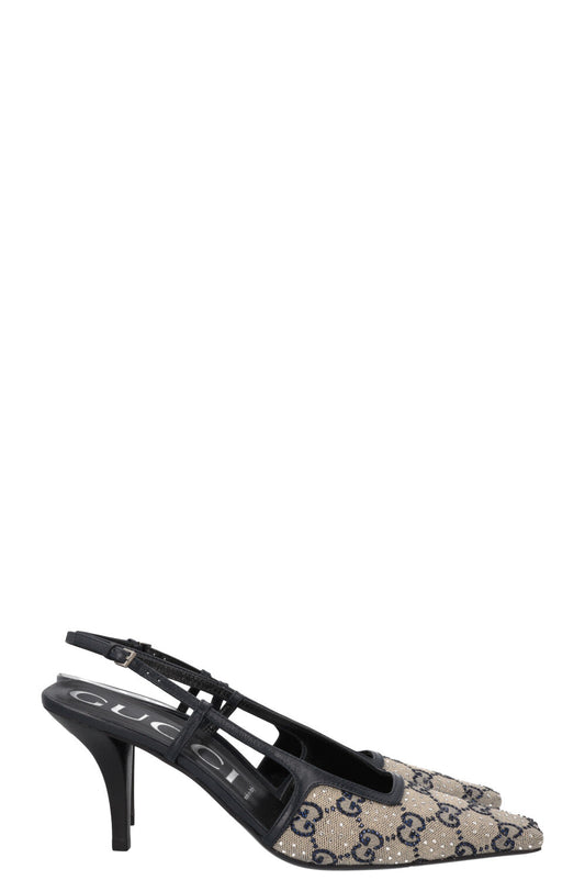 GUCCI Crystal GG Supreme Slingback Heels