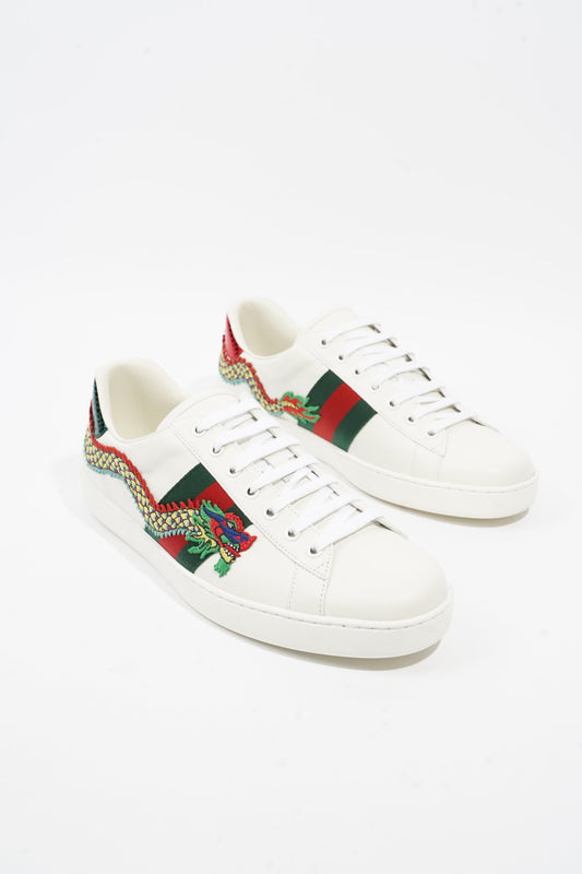 Gucci Ace Dragon White / Green / Red Leather EU 43 UK 9