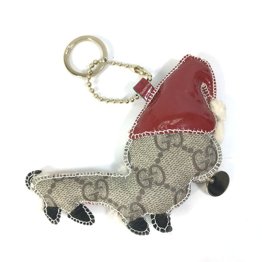 GUCCI Bag charm GG Supreme Canvas beige Gucciori Santa Claus Christmas Keyring GG Chihuahua dog Women Used