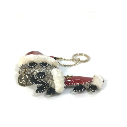 GUCCI Bag charm GG Supreme Canvas beige Gucciori Santa Claus Christmas Keyring GG Chihuahua dog Women Used