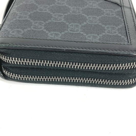 GUCCI Long Wallet Purse 409206 GG Supreme Canvas black GG Supreme Travel case handbag mens Used