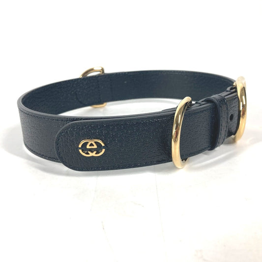 GUCCI 695256 leather black GG Large/Extra Large Pet Collar L