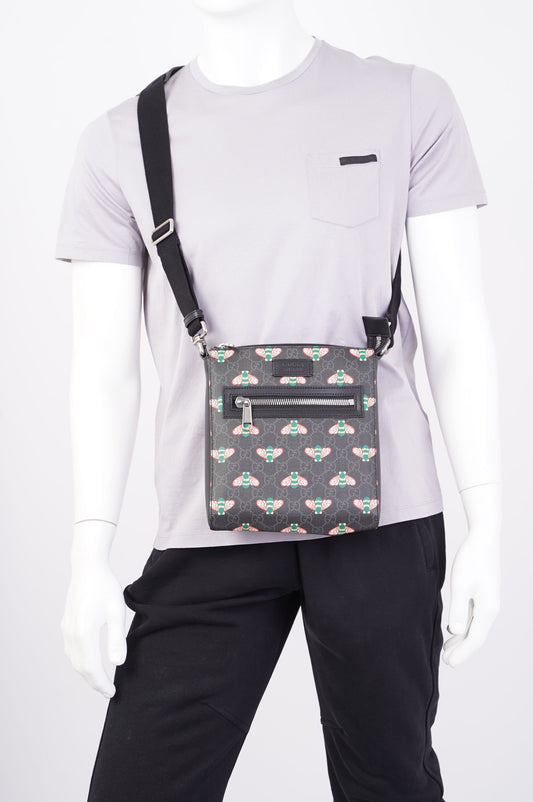 Gucci Bestiary Messenger Bag Black / Red / Blue Canvas OS