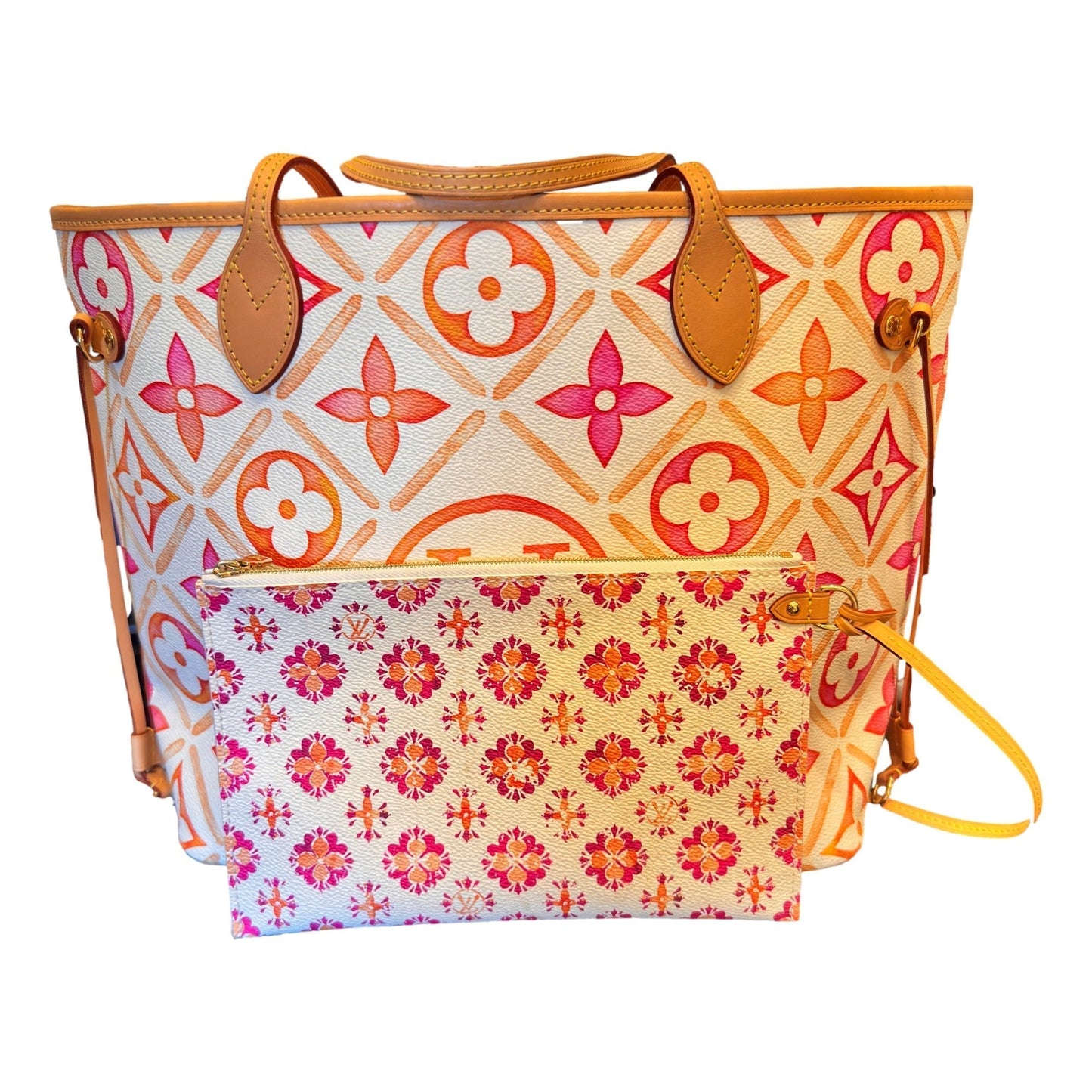 Louis Vuitton By The Pool Monogram Giant 2.0 Neverfull MM With Detachable Pouch Coral