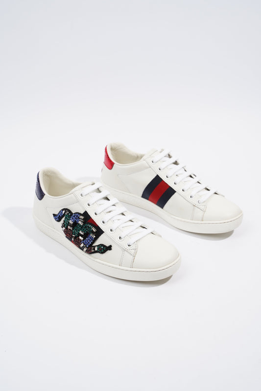 Gucci Ace Embroidered White / Navy / Red Leather EU 36 UK 3