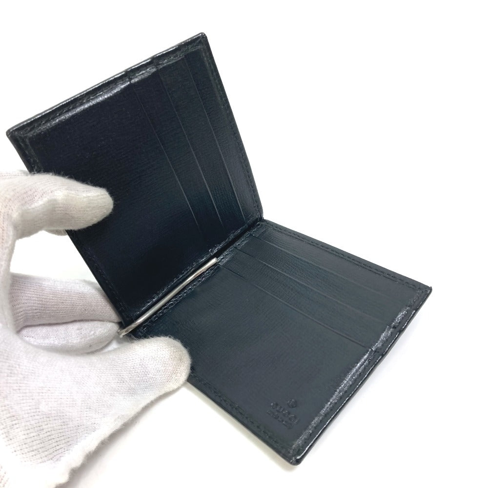 GUCCI Folded wallet 700686 GG Supreme Canvas black GG money clip Interlocking G Card Case Wallet mens Used