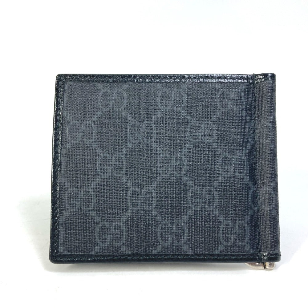 GUCCI Folded wallet 700686 GG Supreme Canvas black GG money clip Interlocking G Card Case Wallet mens Used