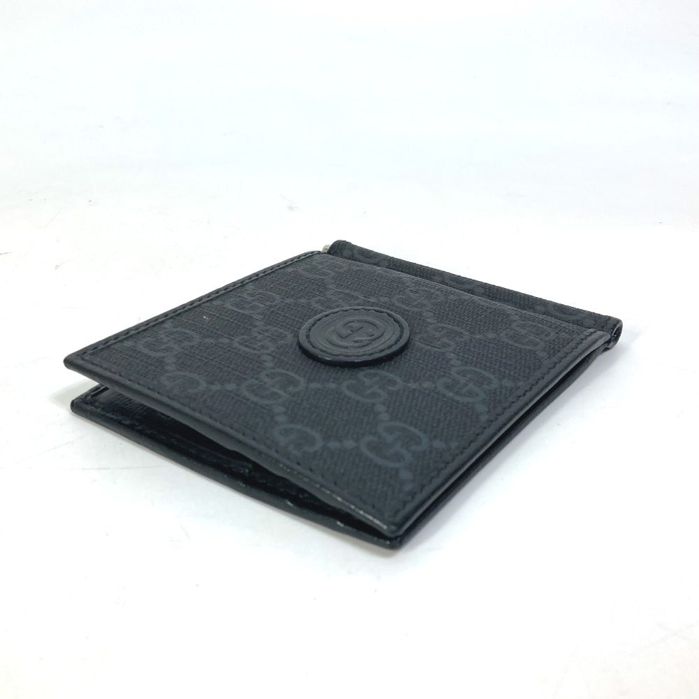 GUCCI Folded wallet 700686 GG Supreme Canvas black GG money clip Interlocking G Card Case Wallet mens Used