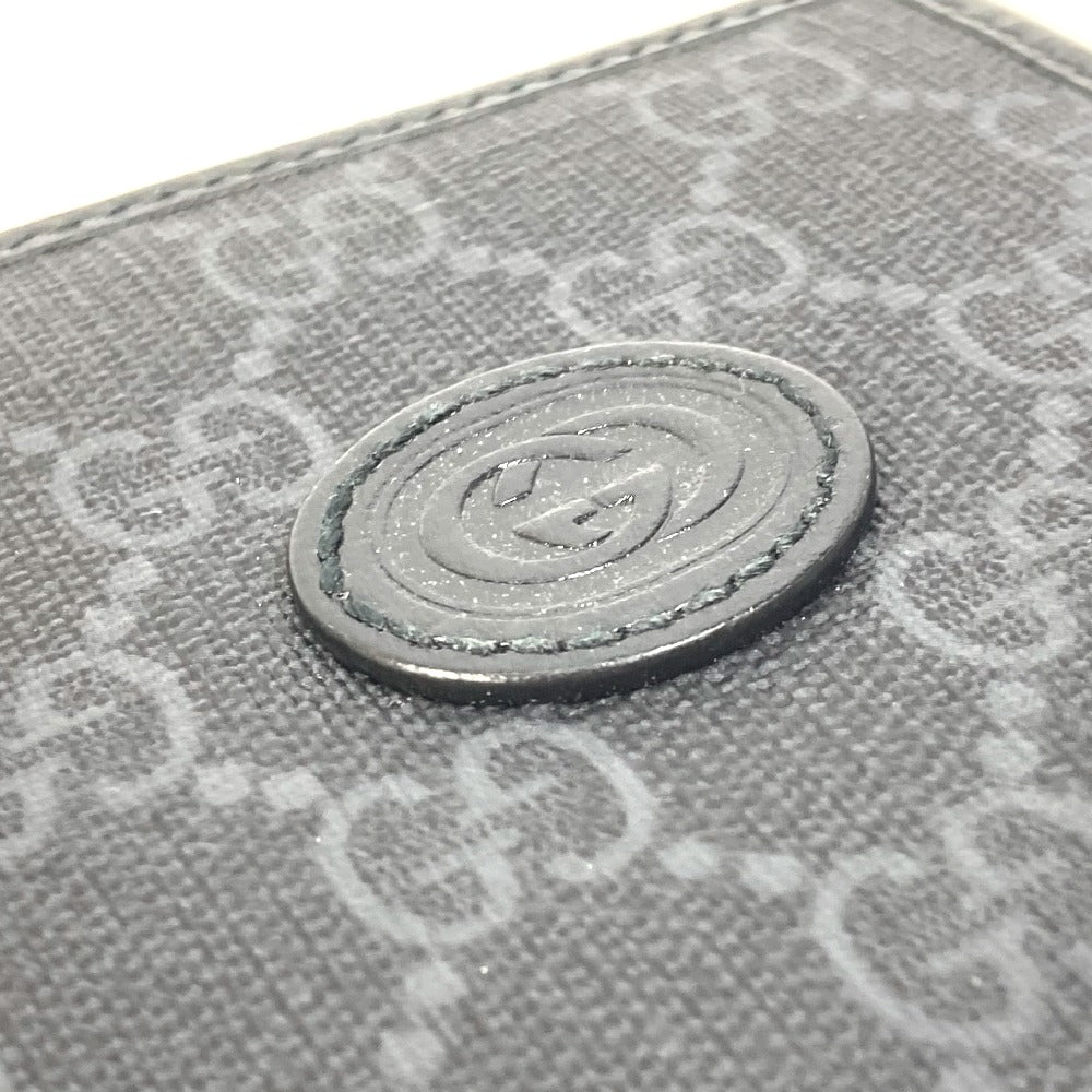 GUCCI Folded wallet 700686 GG Supreme Canvas black GG money clip Interlocking G Card Case Wallet mens Used