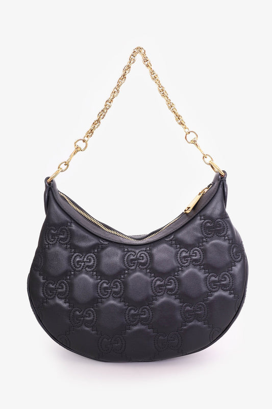 Gucci Black Leather GG Matelassé Small Bag with Strap