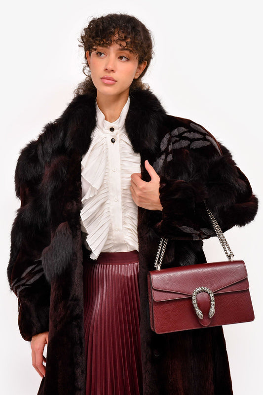 Gucci Burgundy Leather Small Dionysus Shoulder Bag