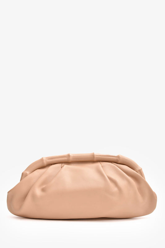 Gucci Beige Leather Bamboo Frame Pouch