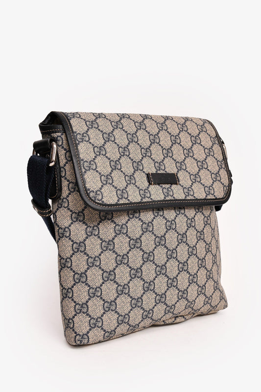 Gucci Cream/Navy GG Supreme Messenger Bag