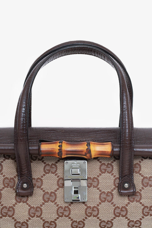 Gucci Brown GG Canvas Small Bamboo Bullet Bag