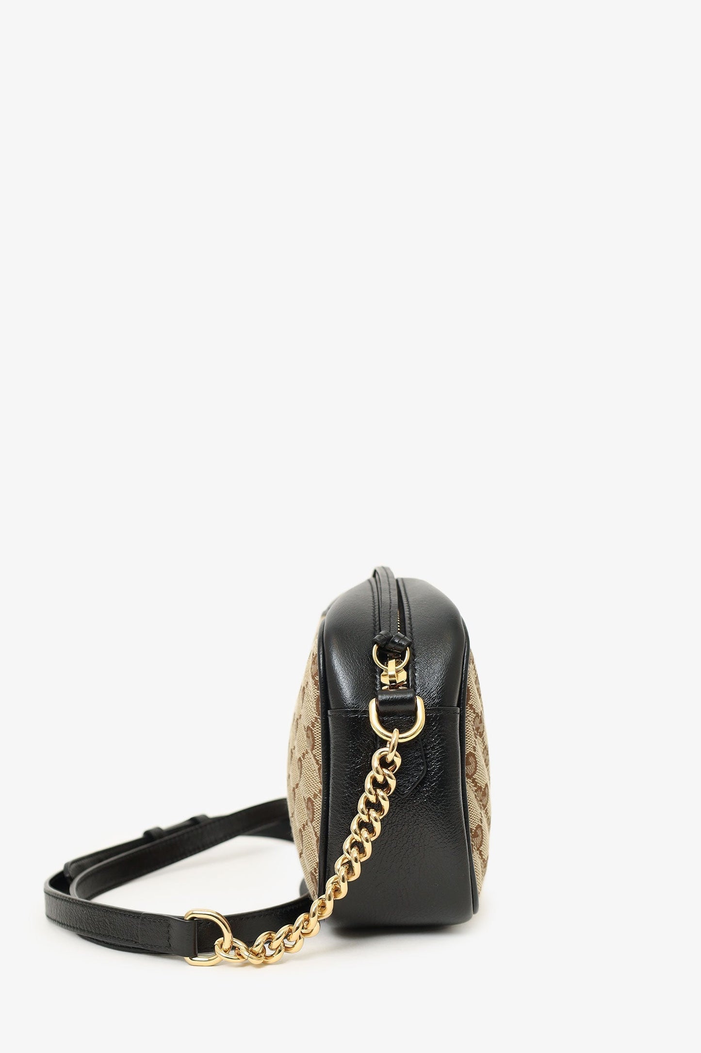 Gucci Beige GG Canvas Marmont Small Camera Bag