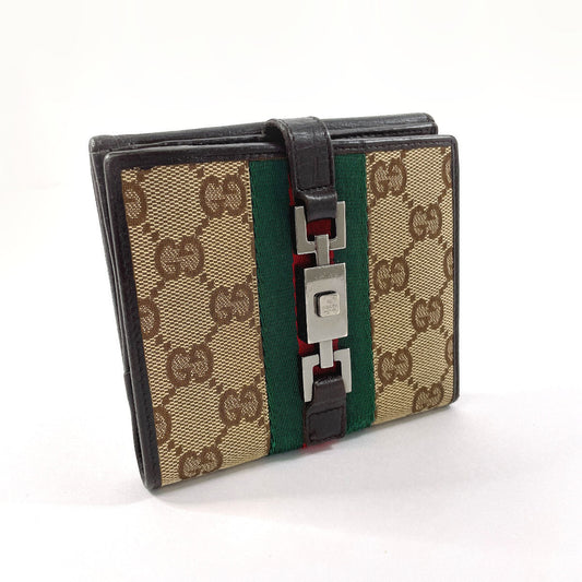 GUCCI Bifold Wallet 05474 GG canvas Brown Sherry line Jackie