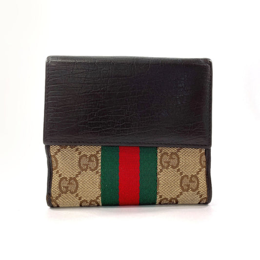 GUCCI Bifold Wallet 05474 GG canvas Brown Sherry line Jackie