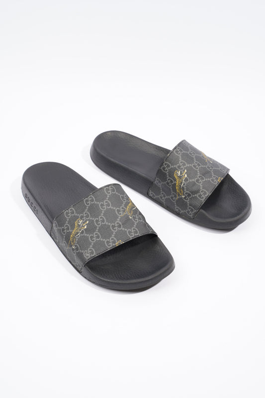 Gucci GG Supreme Monogram Tigers Black / Grey Monogram Canvas EU 44 UK 10
