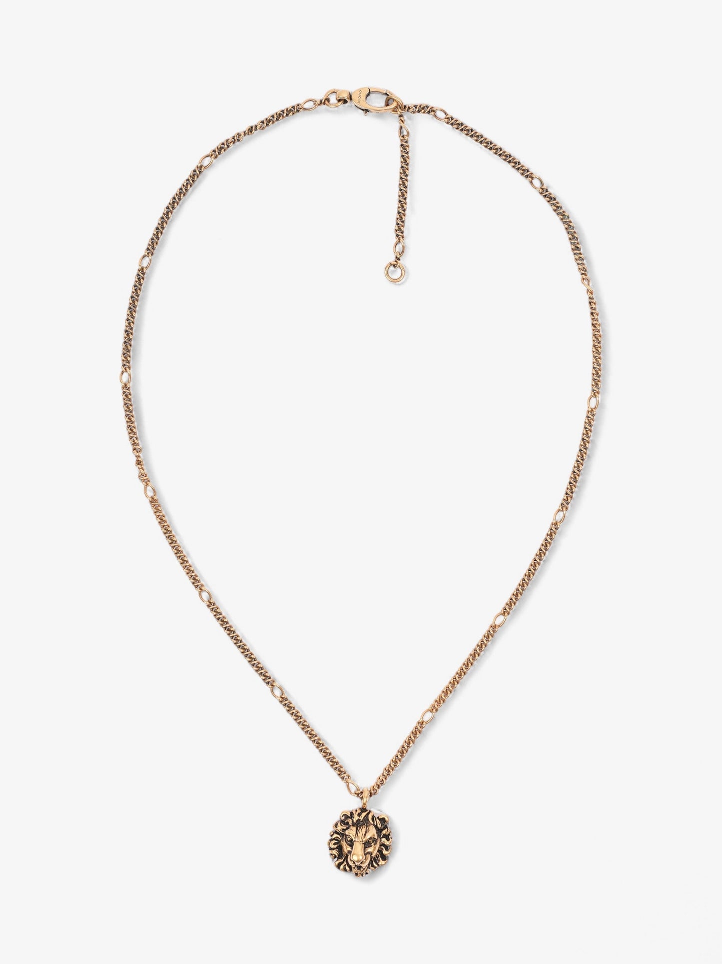 Gucci Lion Head Pendant Necklace Gold Base Metal