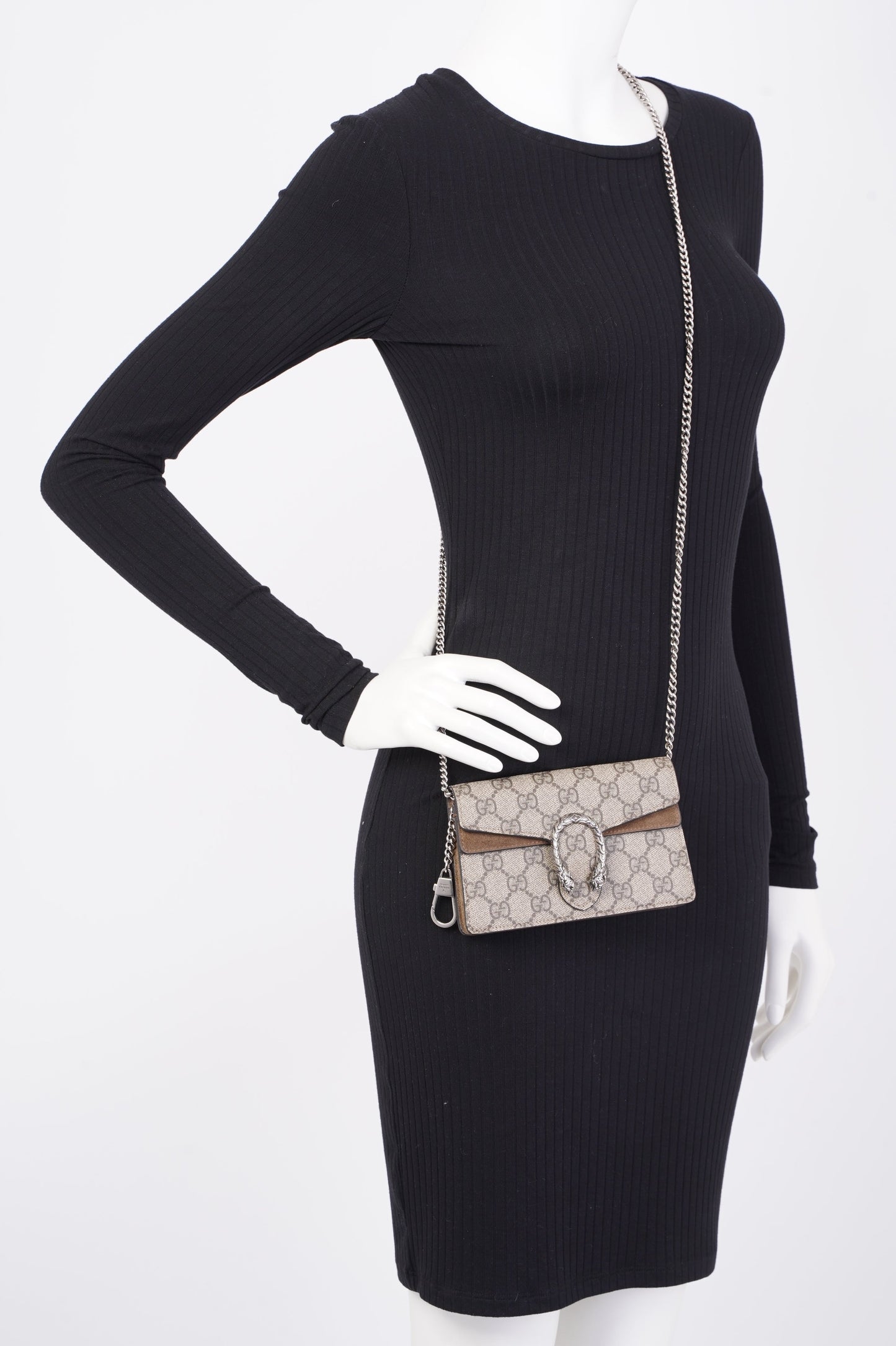 Gucci Dionysus Super Mini Chain Beige And Ebony GG Supreme Coated Canvas