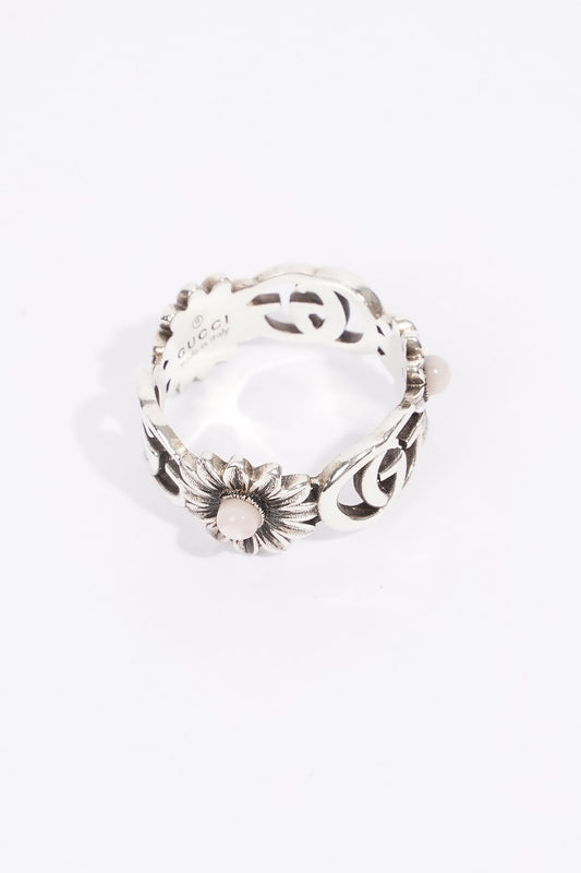 Gucci GG Marmont Mother Of Pearl Ring Silver / Pink Pearl Silver Sterling 17