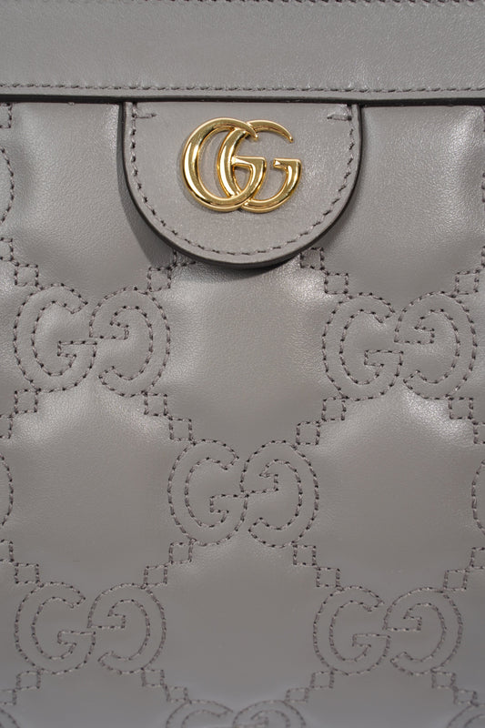 Gucci GG Matelasse Grey Matelasse Leather Small