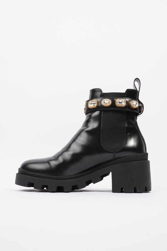 Gucci Ankle Boot Black Leather EU 37.5 UK 4.5
