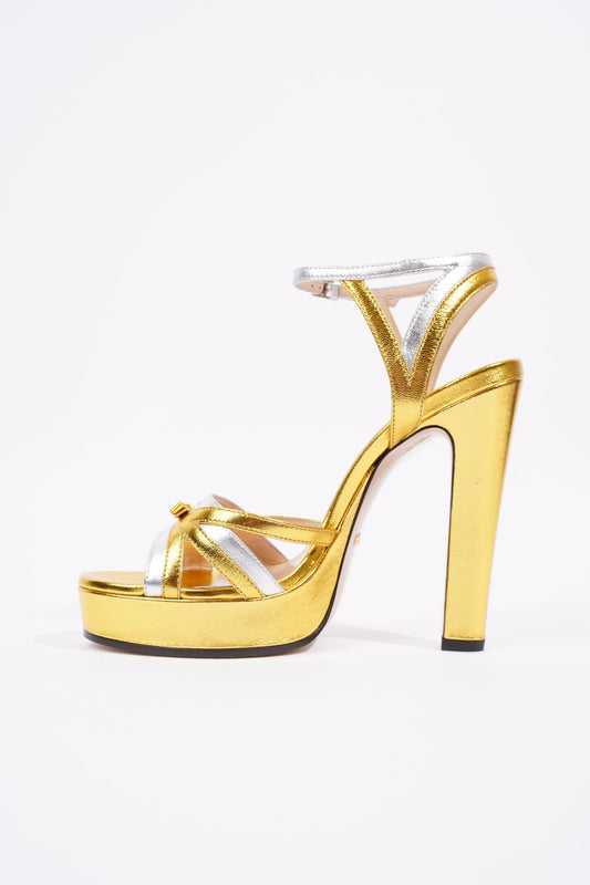 Gucci Alison Gold / Silver Leather EU 36.5 UK 3.5
