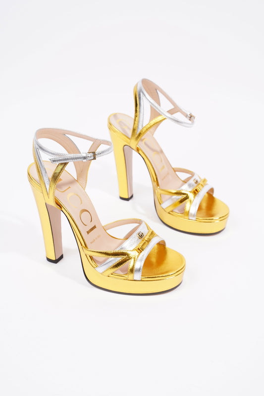 Gucci Alison Gold / Silver Leather EU 36.5 UK 3.5