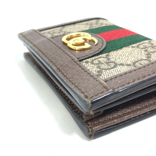 GUCCI Folded wallet 593662 GG Supreme Canvas beige GG Shelly line Ophidia mini wallet Women Secondhand